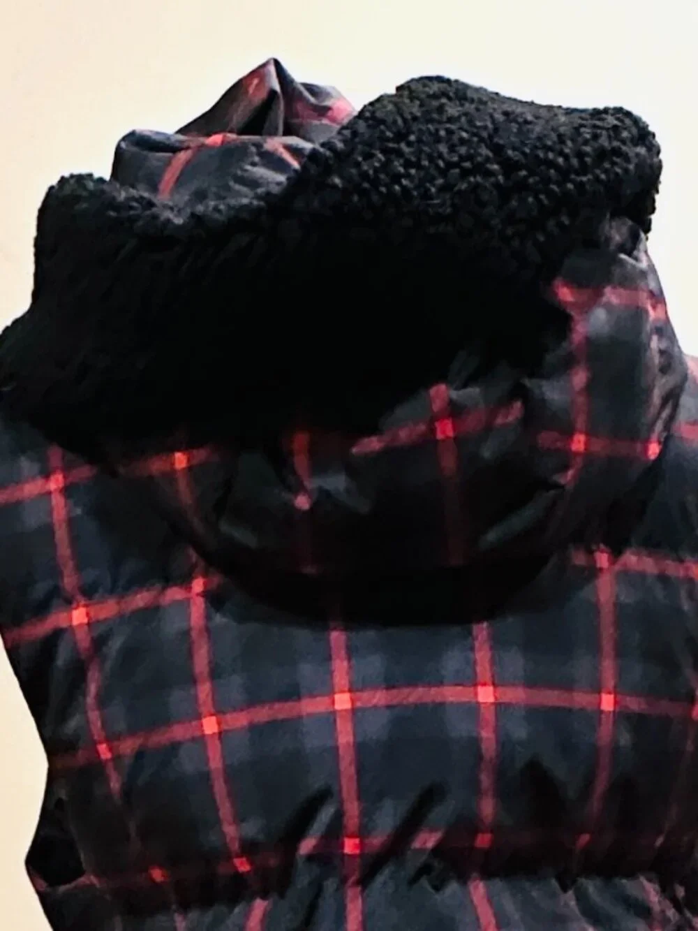 COACH PLAID PUFFER VEST MEDIUM